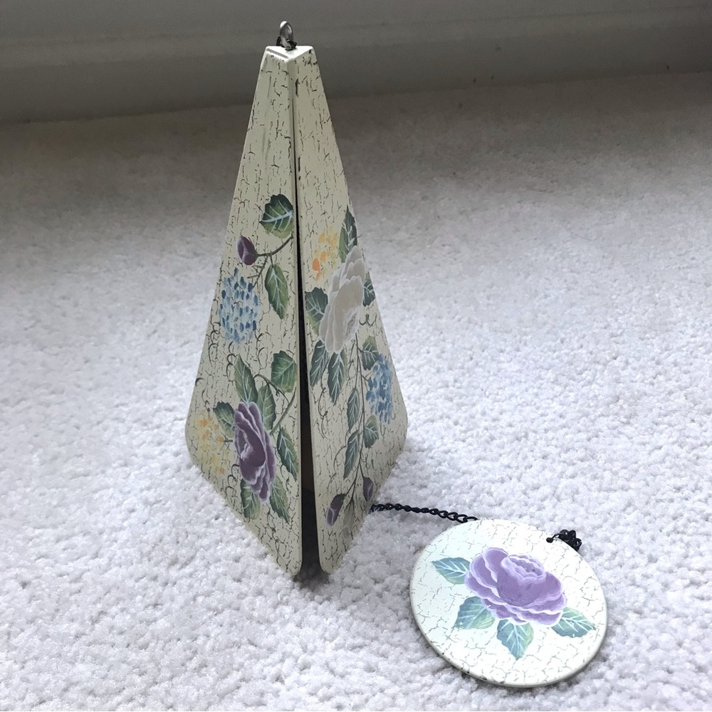 Like New! Hand-Painted Floral Metal Garden Wind Chime